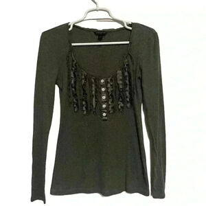 Banana Republic - Green ribbon front Long Sleeve Tee - Women’s Size S
